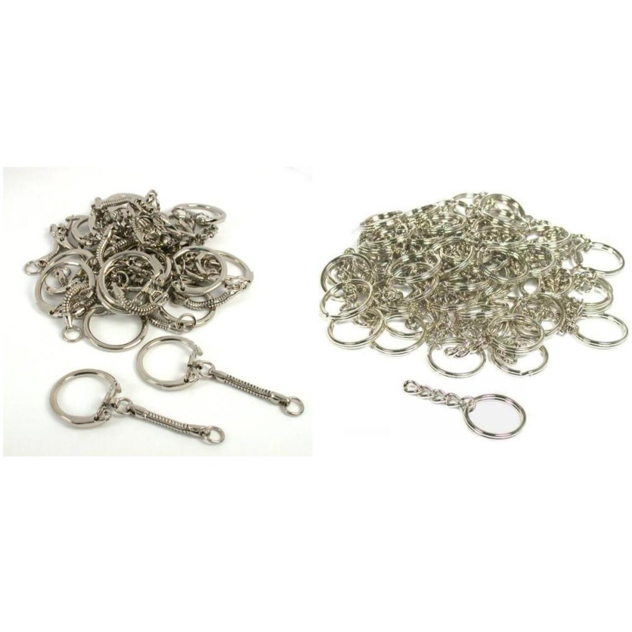 Nickel Plated Locking Keyring Findings & Key Rings with Chain Kit 74 Pcs